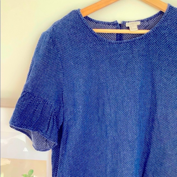 J Crew Ruffle Sleeve Polka Dot Top - Picture 3 of 8